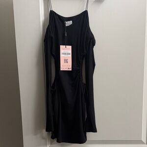 Oh Polly Black Cold-Shoulder Mini Dress